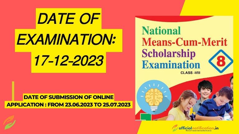 Centrally Sponsored National Means-Cum-Merit Scholarship Examination, 2023-For the students studying in class VIII